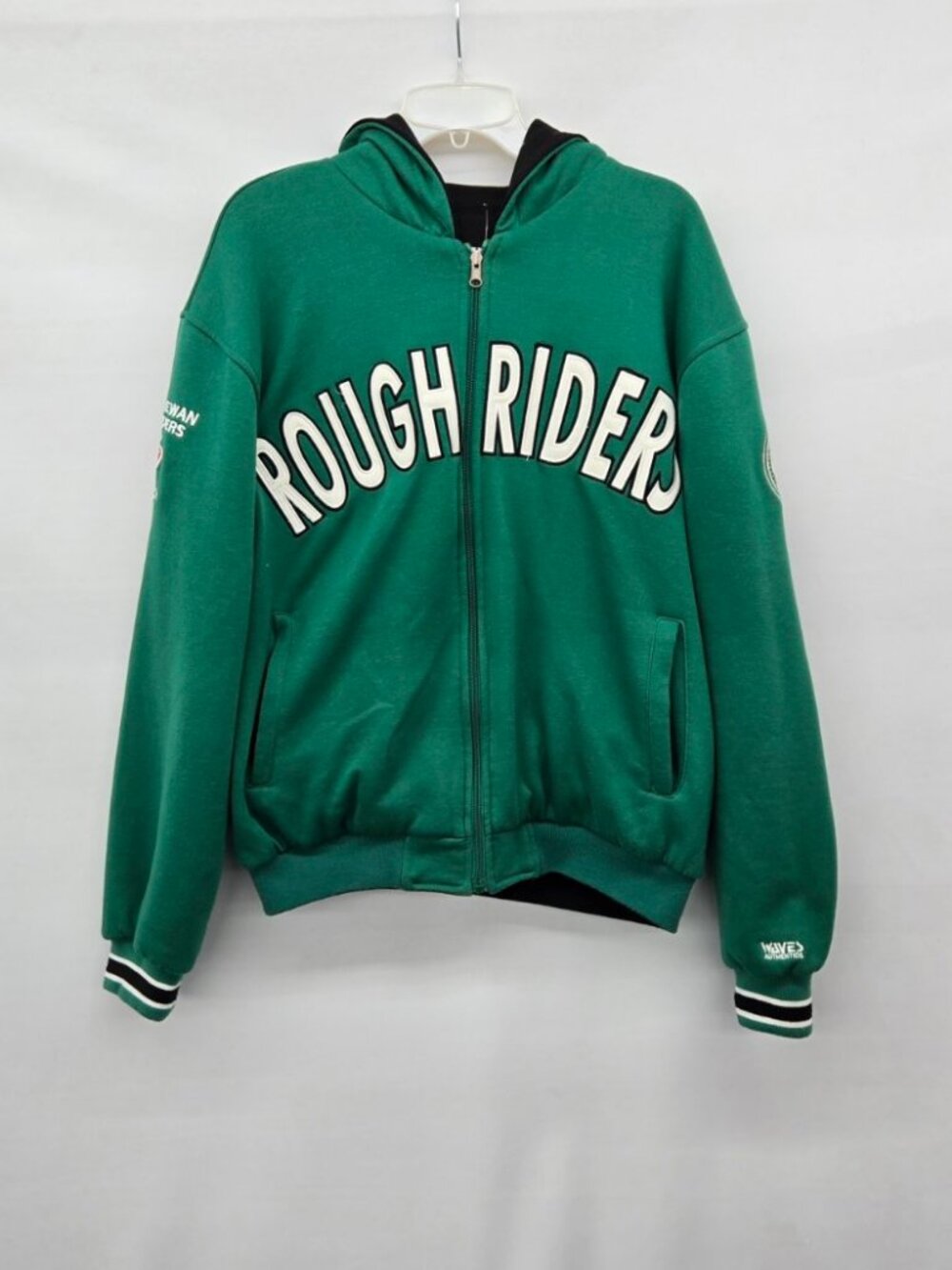 Vintage Saskatchewan Roughriders CFL Waves Sportswear Green Full Zip Hoodie SZ L